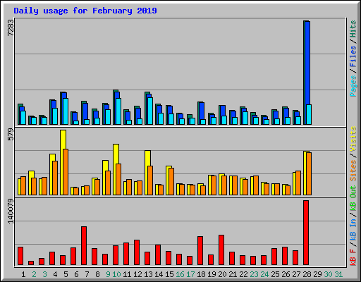 Daily usage for February 2019